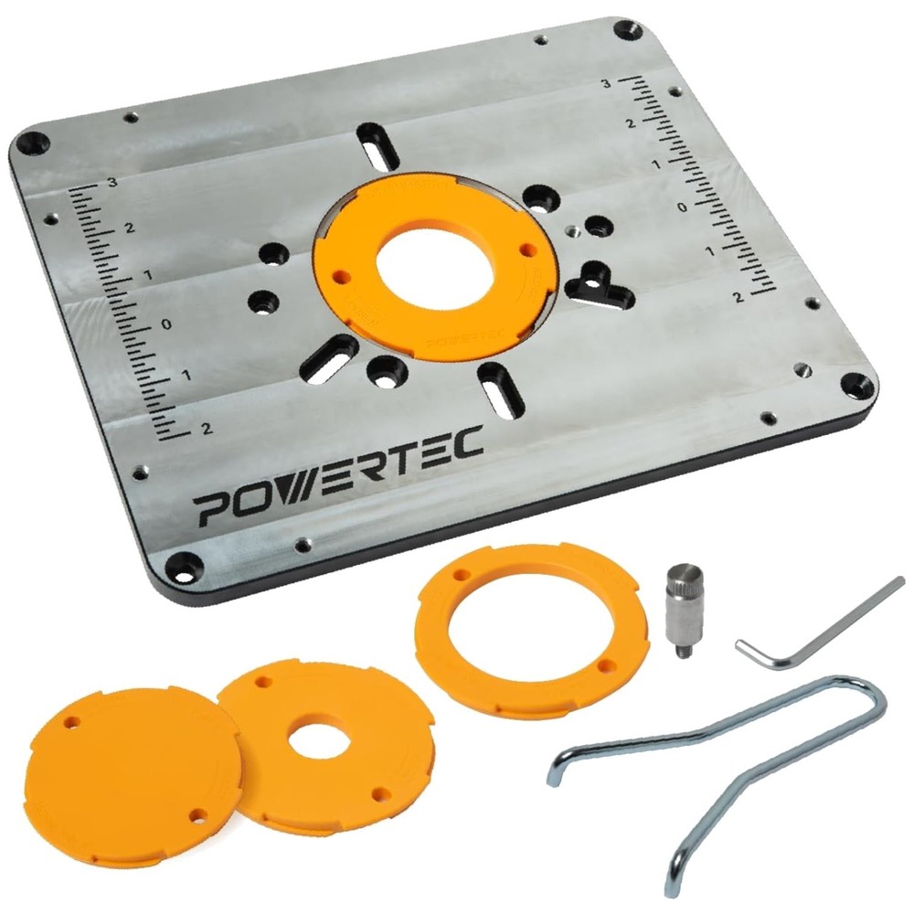 Router Table Insert Plate with Reducer Rings & Starting Pin