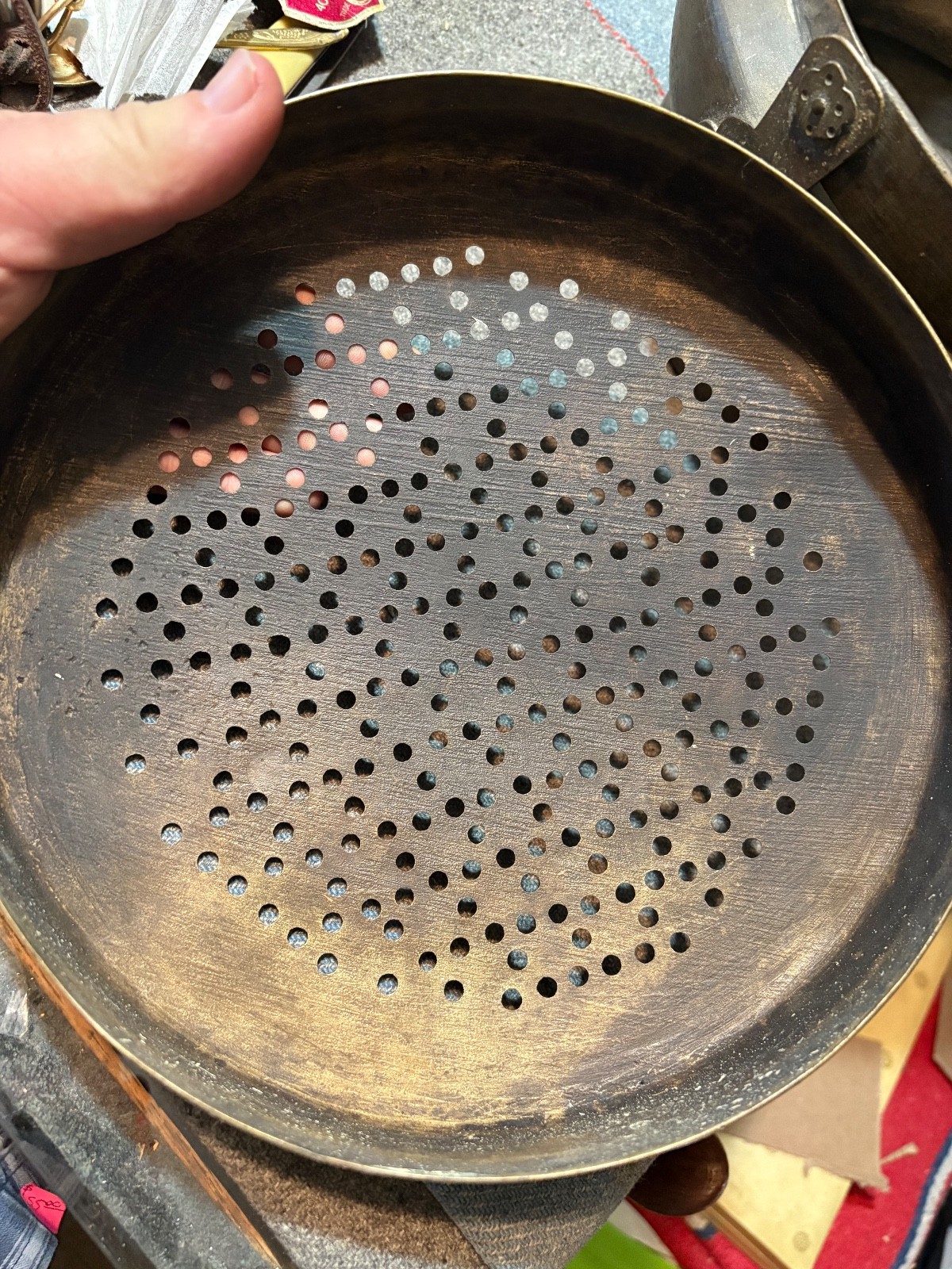 Antique Chinese bronze Hand Warmer w. lid & Handle 11" x 6"