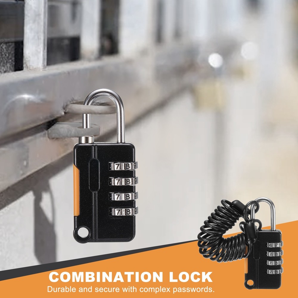 Luggage Lock, 4 Digit Combination Padlock with Flexible Black Cable (90cm)