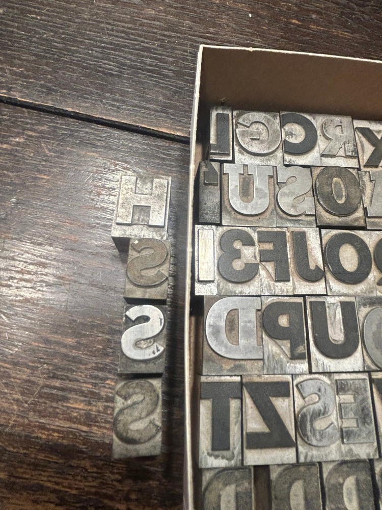 Letterpress lead Font 35 letters