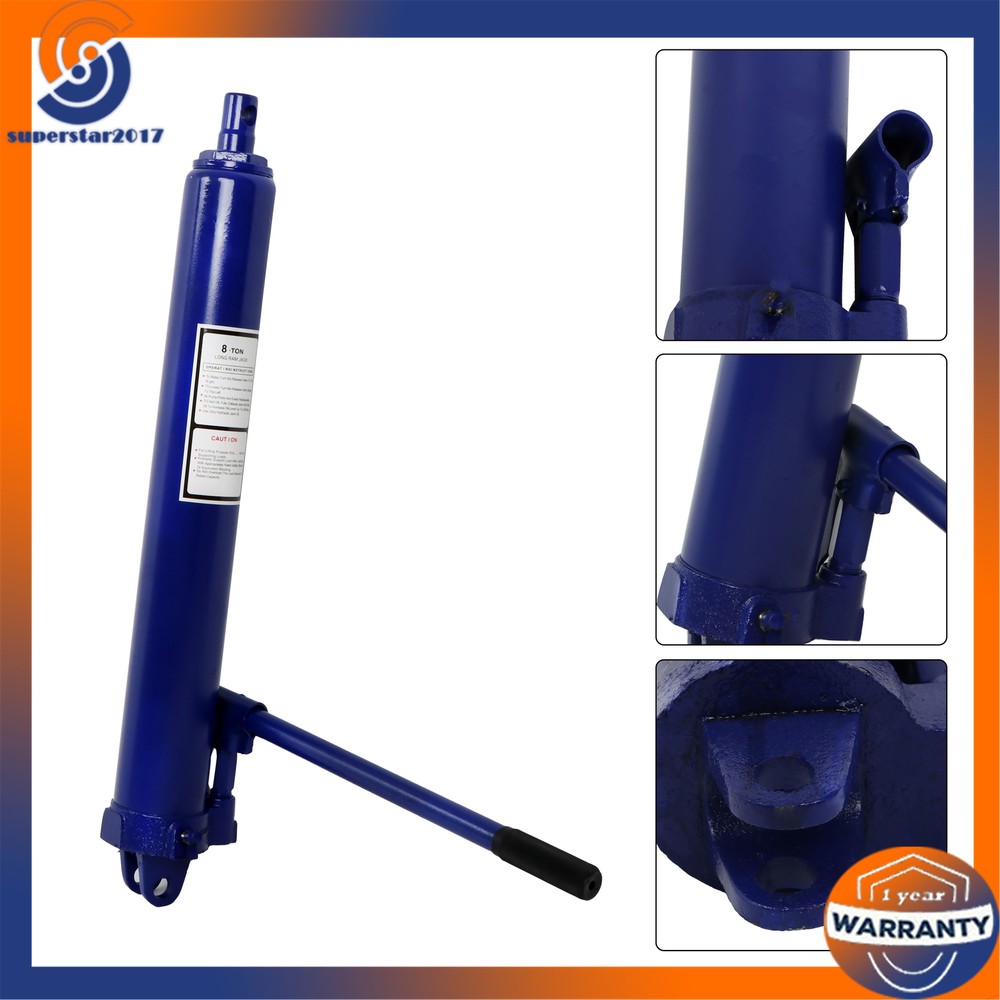 Long Ram Hydraulic Single Piston Jack 8 Ton Replace Engine Crane Hoist Cylinder