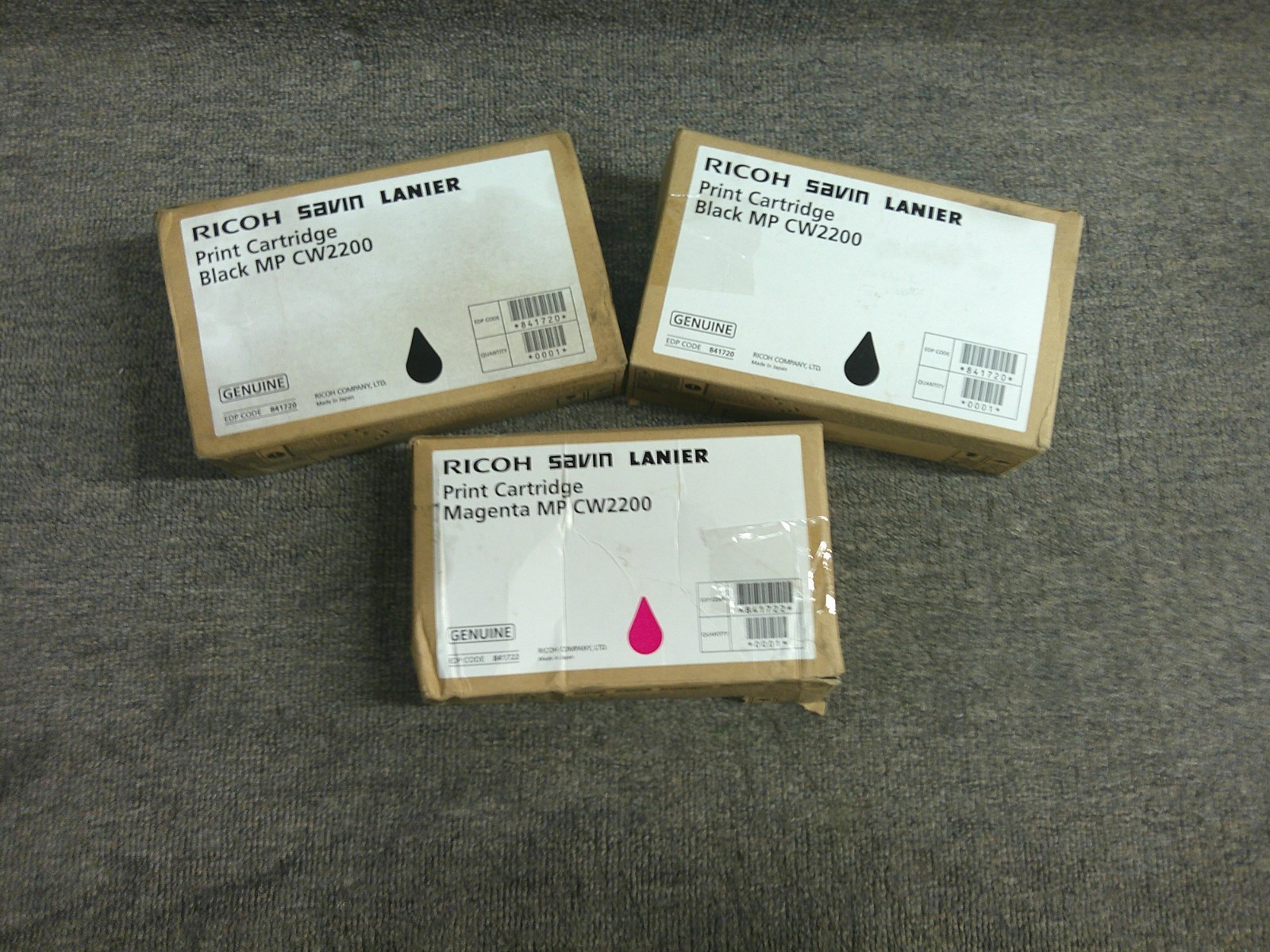 841720 Black x2, 841722 Magenta Genuine Ricoh Print Cartridges MP CW2200 10/2026