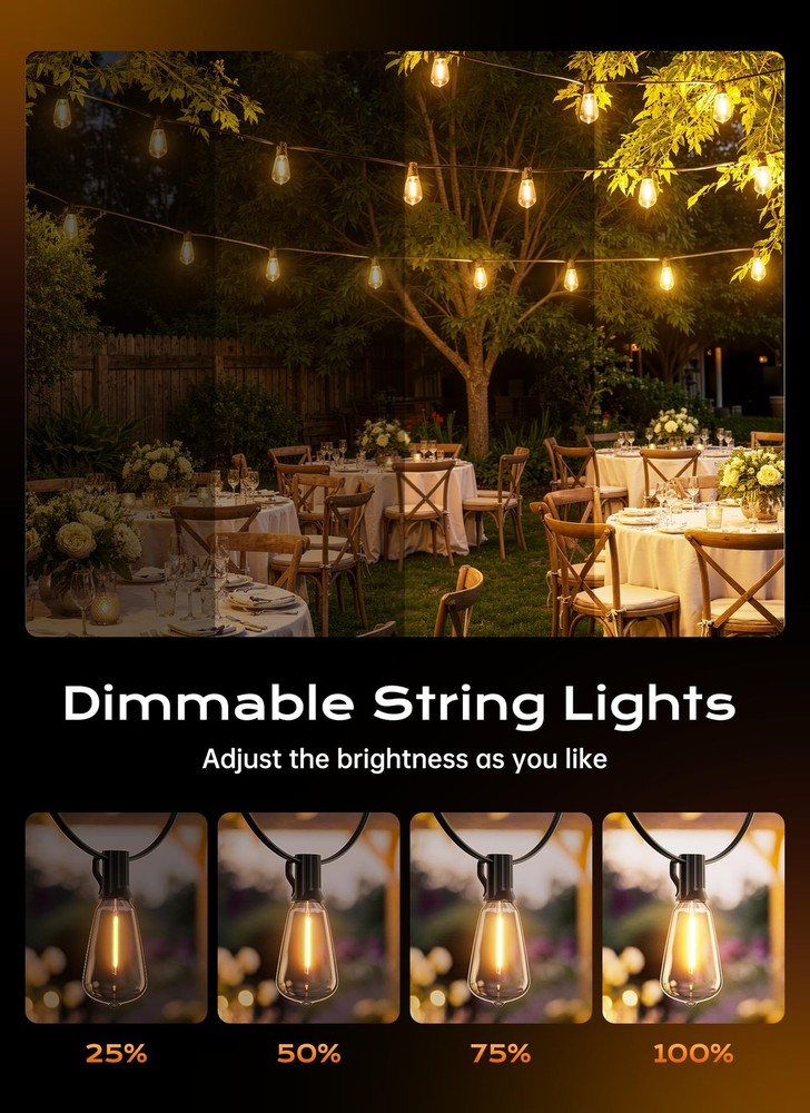 Minetom ST38 100ft String Lights 31 LED Bulbs Waterproof Dimmable