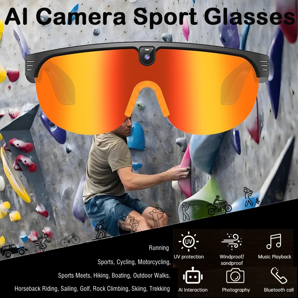 HD Video AI smart glasses with camera and bluetooth and video controller
