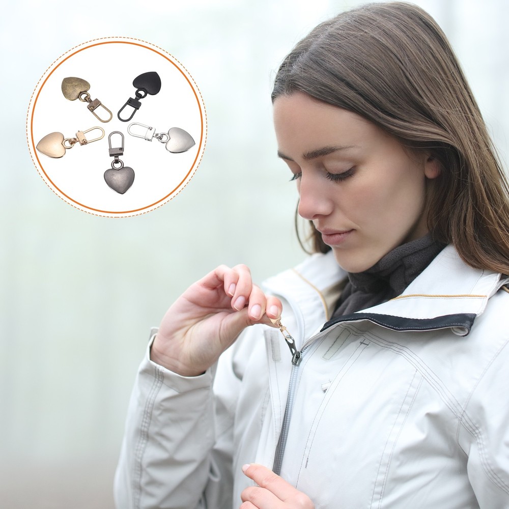 Zipper Pull Charm 10 Pcs Heart Shape Zipper Pull Replacement, Copper Tone