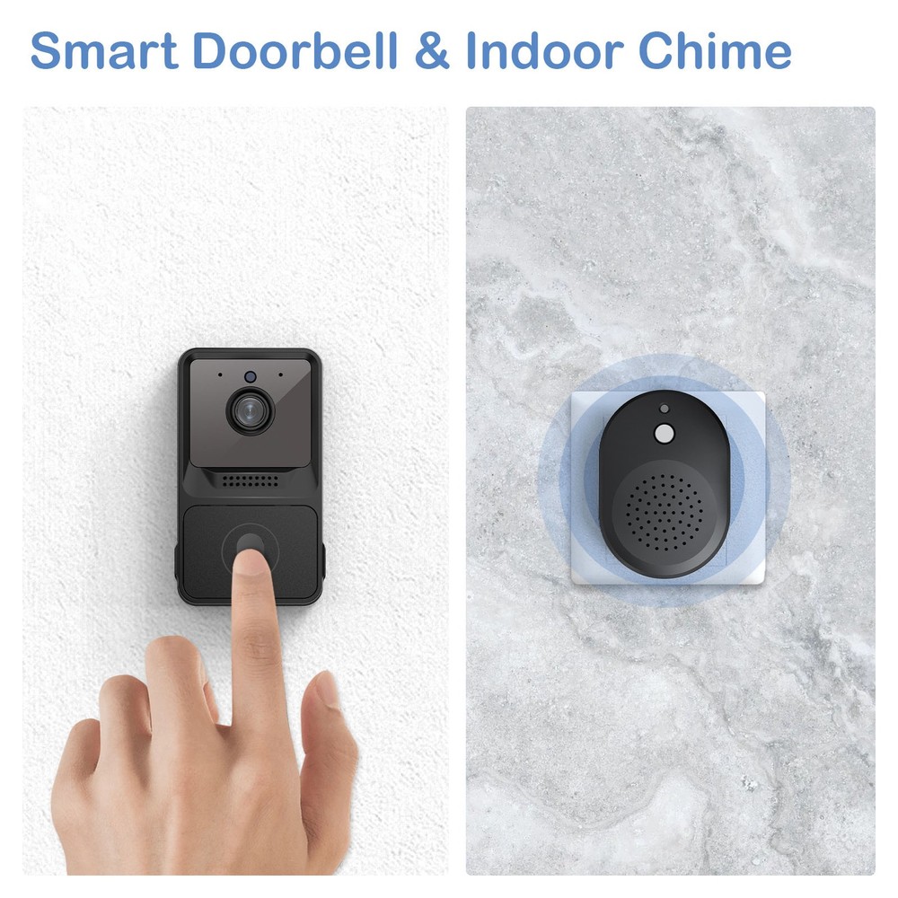 Black Smart Wireless WiFi Video Doorbell Door Ring Intercom Security Camera Bell