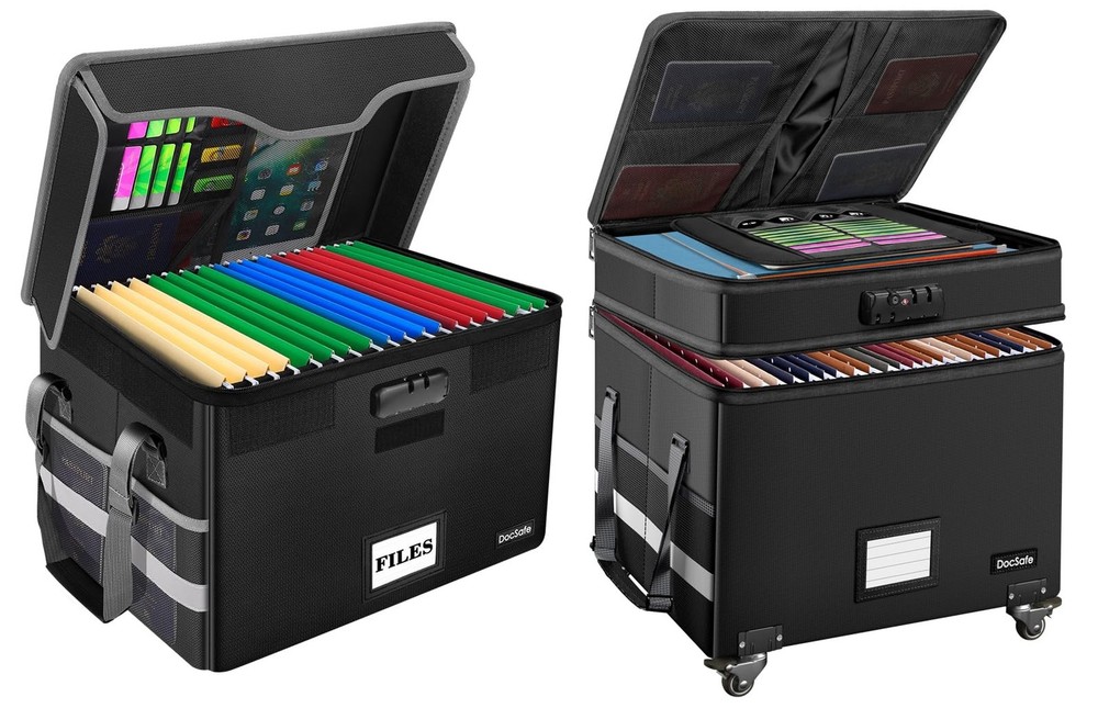 DocSafe Fireproof Document Box with Lock and Wheels