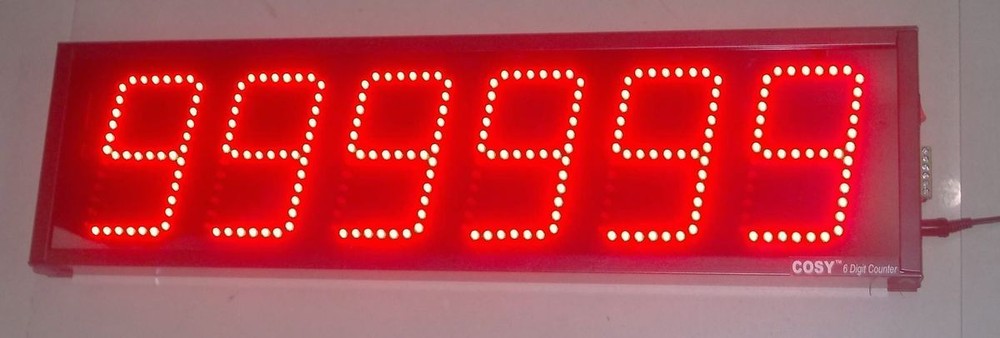 6 DIGIT PRODUCTION COUNTER DISPLAY in 4" High LED Digits