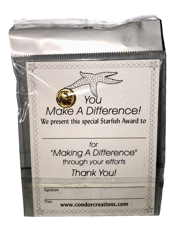 THE STARFISH - IMAKE A DIFFERENCE [ LAPEL PIN ] CONDOR CREATIONS (NEW)