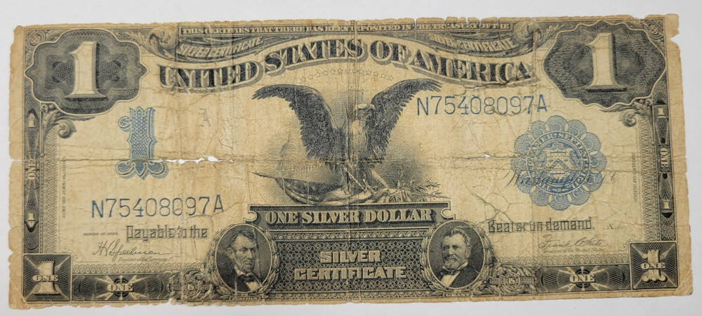 1899 $1 BLACK EAGLE Silver Certificate Large Size US Banknote Circulated *M862