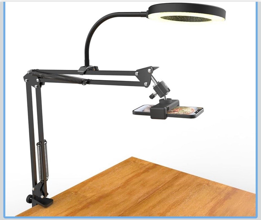 Overhead Camera Mount w/ Ring Light Phone Arm Tripod