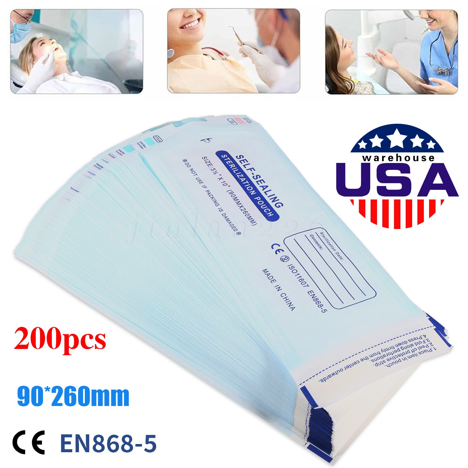 200 Self Sealing Sterilization Pouches Autoclave Pouch,Disposable Sterilizer Bag