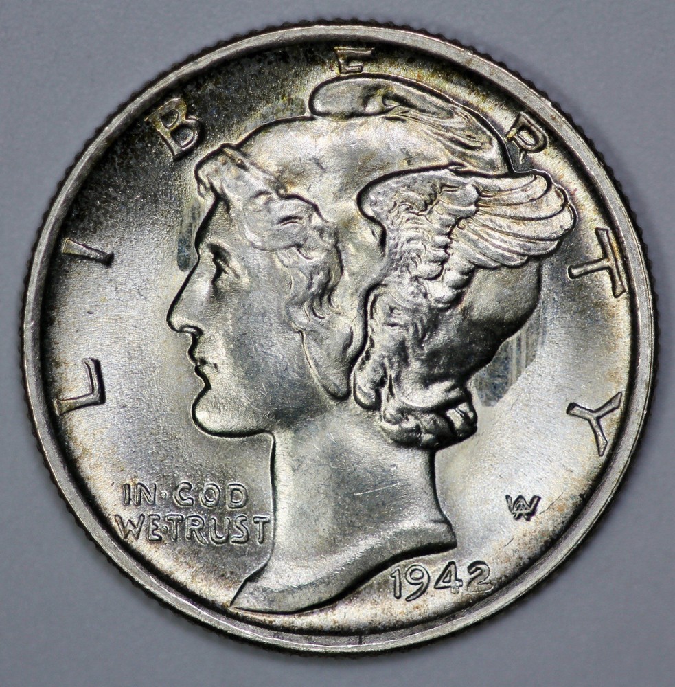1942-S Mercury 10c Silver Dime Brilliant UNC
