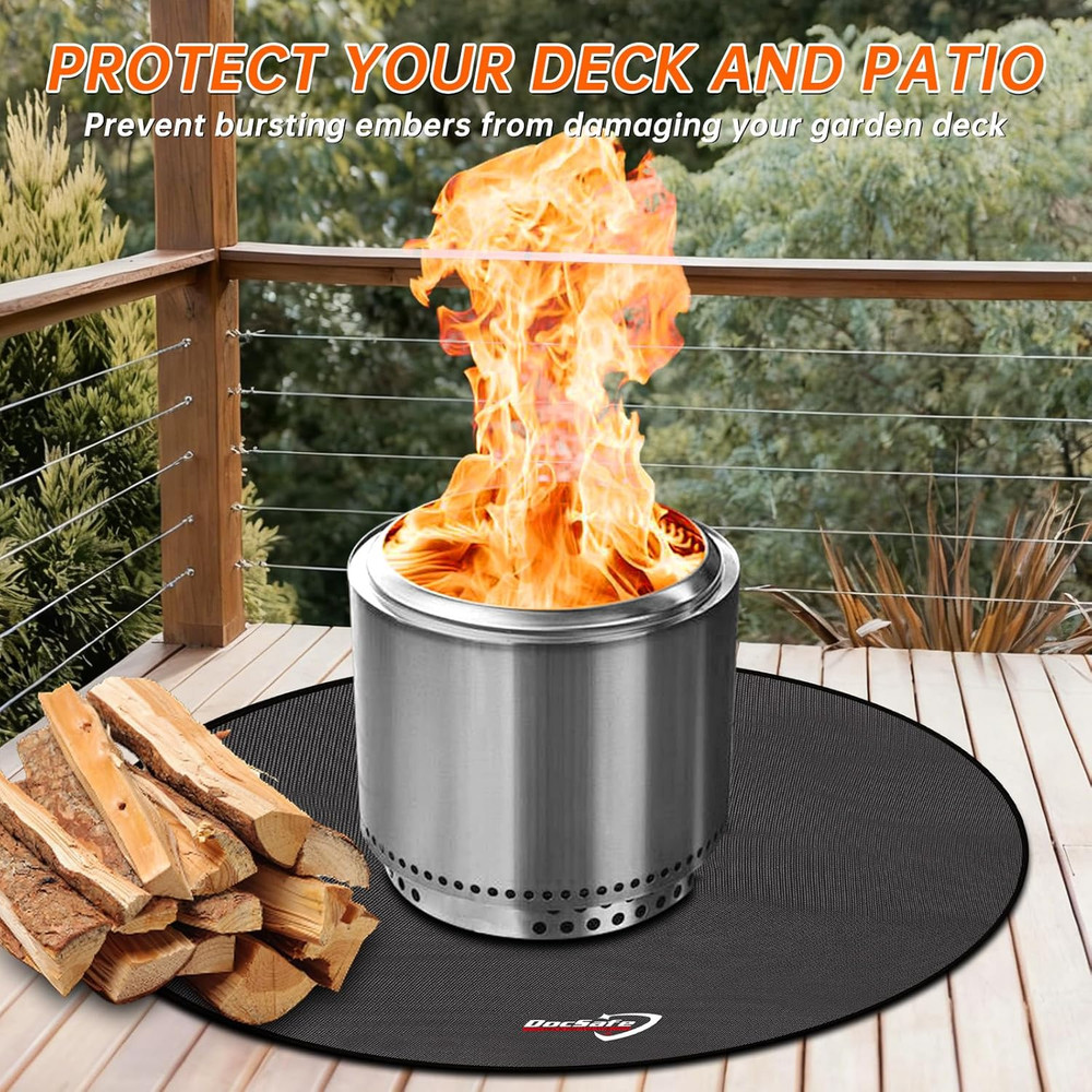 38" round Fire Pit Mat for Solo Stove Accessories, 4-Layer Fireproof under Gr...