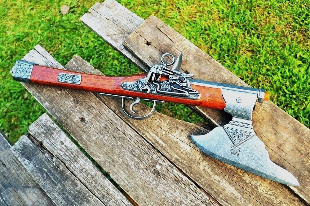 German 17th Century Flintlock Pistol Axe Combination - Pirate - Denix Replica