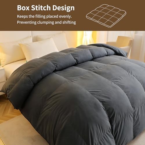 Luxury White Duck Feather Down Comforter,Winter Size Bed Comforter - Full Grey