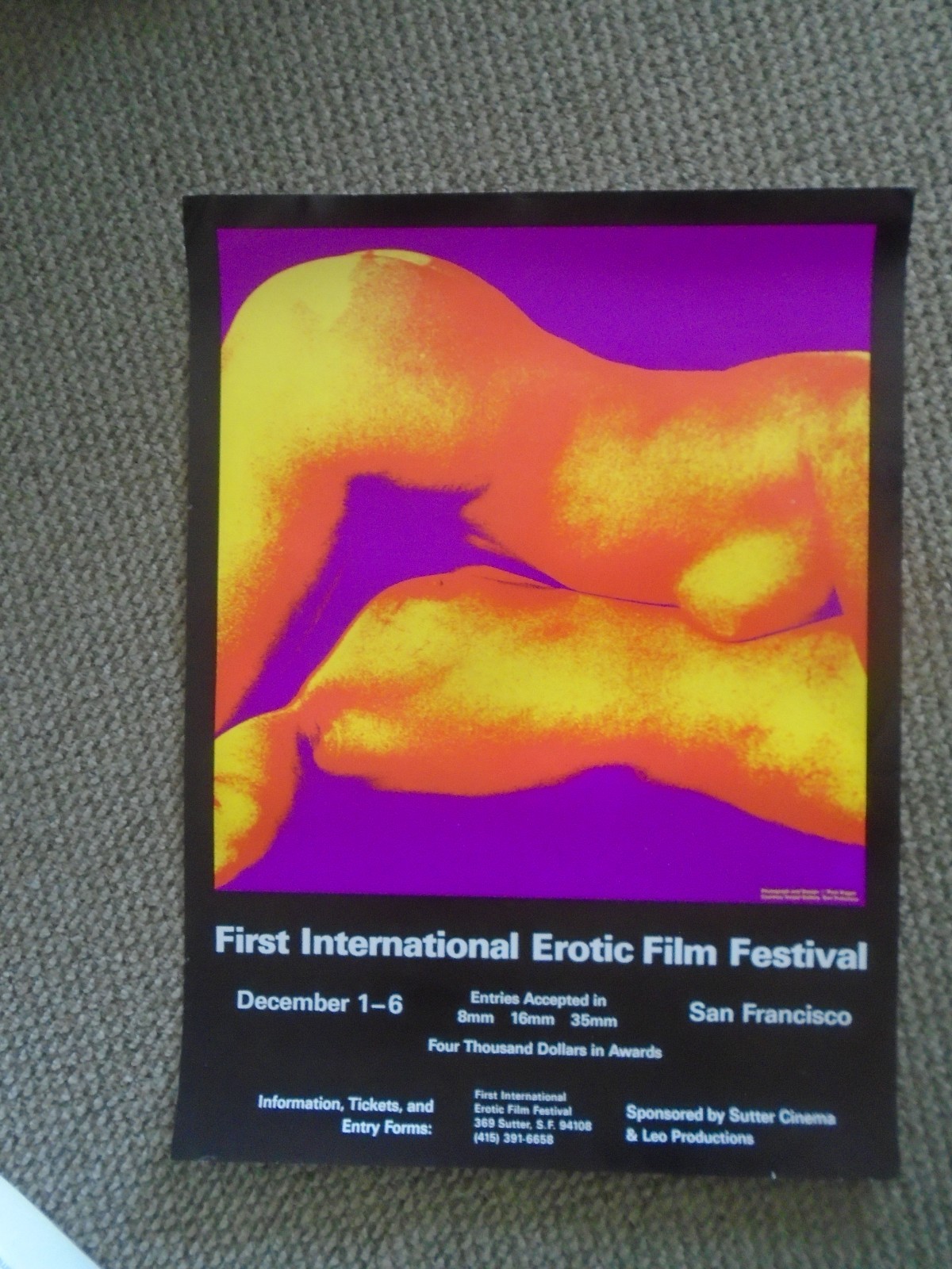 ORIGINAL-FIRST ANNUAL EROTIC FILM FESTIVAL POSTER-SAN FRANCISCO-DECEMBER 1970