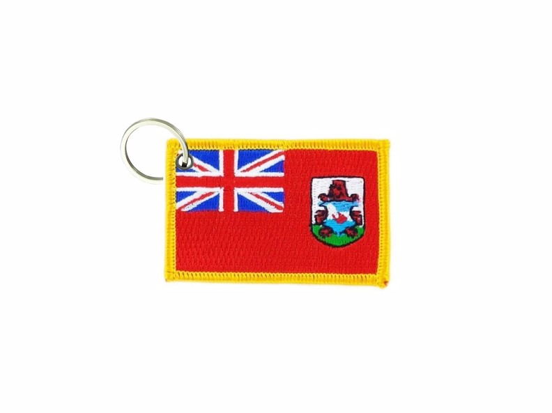 Keychain keyring embroidered embroidery patch double sided flag bermudas