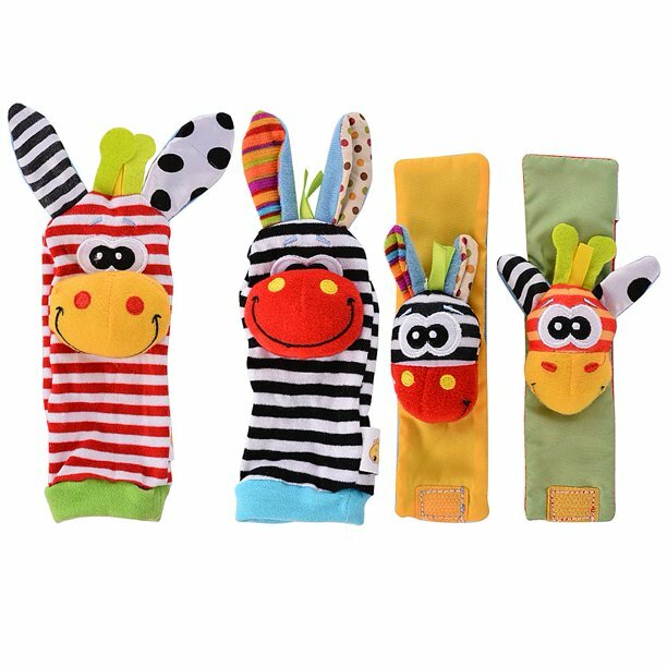 Baby Wrist Rattle Baby Socks Rattle, Baby Finder Animal Toys Set Soft Animal Toy