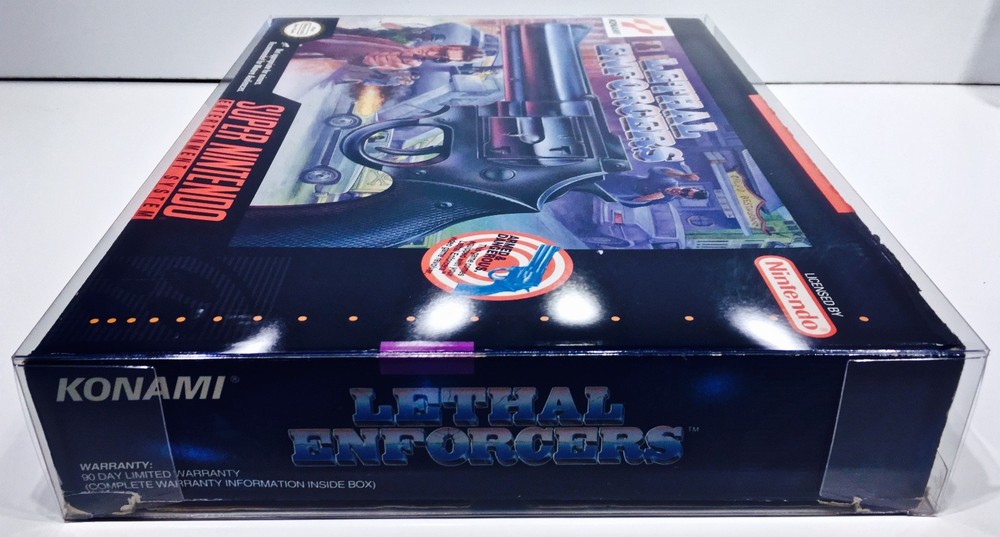 1 SNES LETHAL ENFORCERS BIG BOX Protector! Super Nintendo Clear Display Case