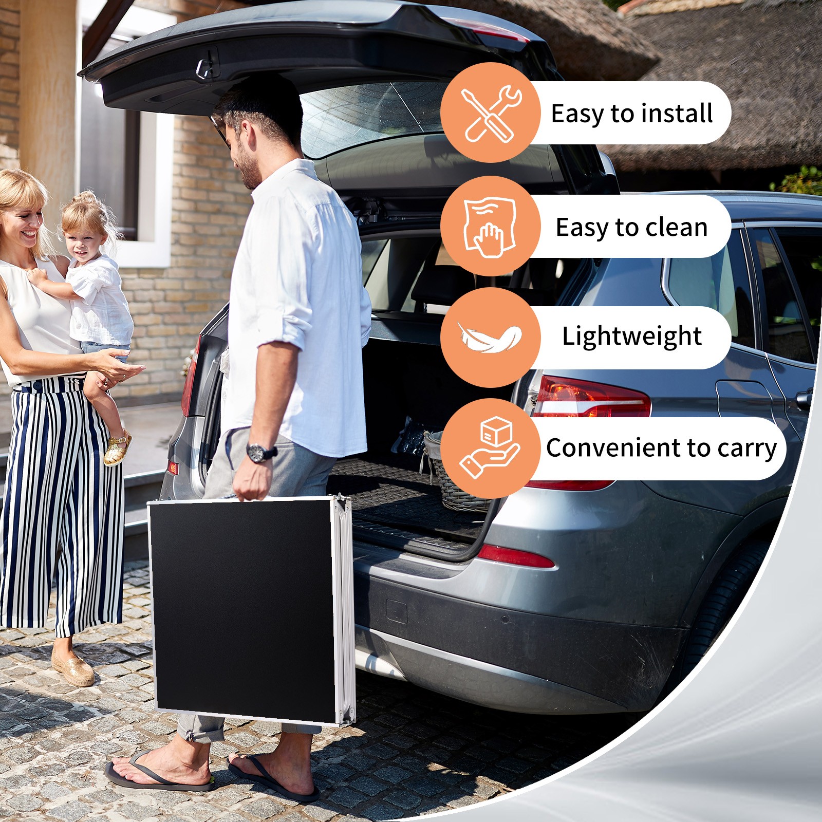 Portable Plastic 6 FT Folding Black Table Perfect for In/Outdoor Garden Party