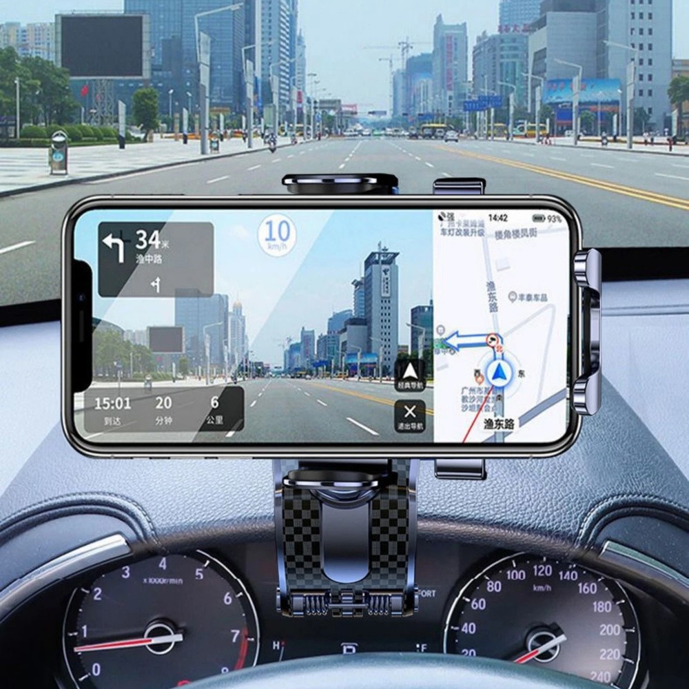 Universal Car Phone Mount – Dashboard & Mirror Clip, 360° Rotatable Clip Bracket
