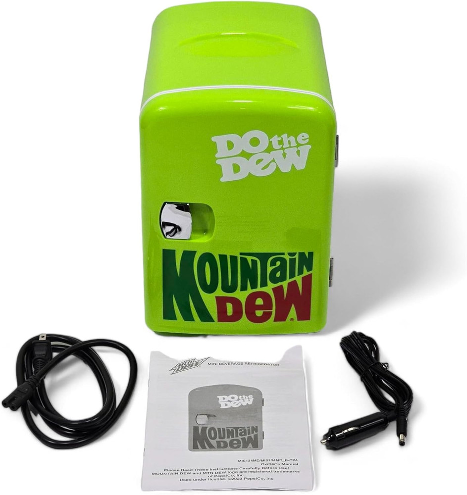 Mountain Dew MIS134MD, Mini Portable Compact Personal Fridge Cooler, Liter Capa