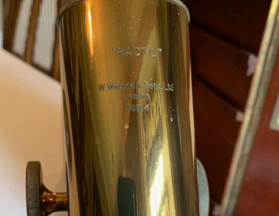 Vintage W. Watson & Sons Ltd - Bactil Monocular Brass Microscope - c1930, Cased