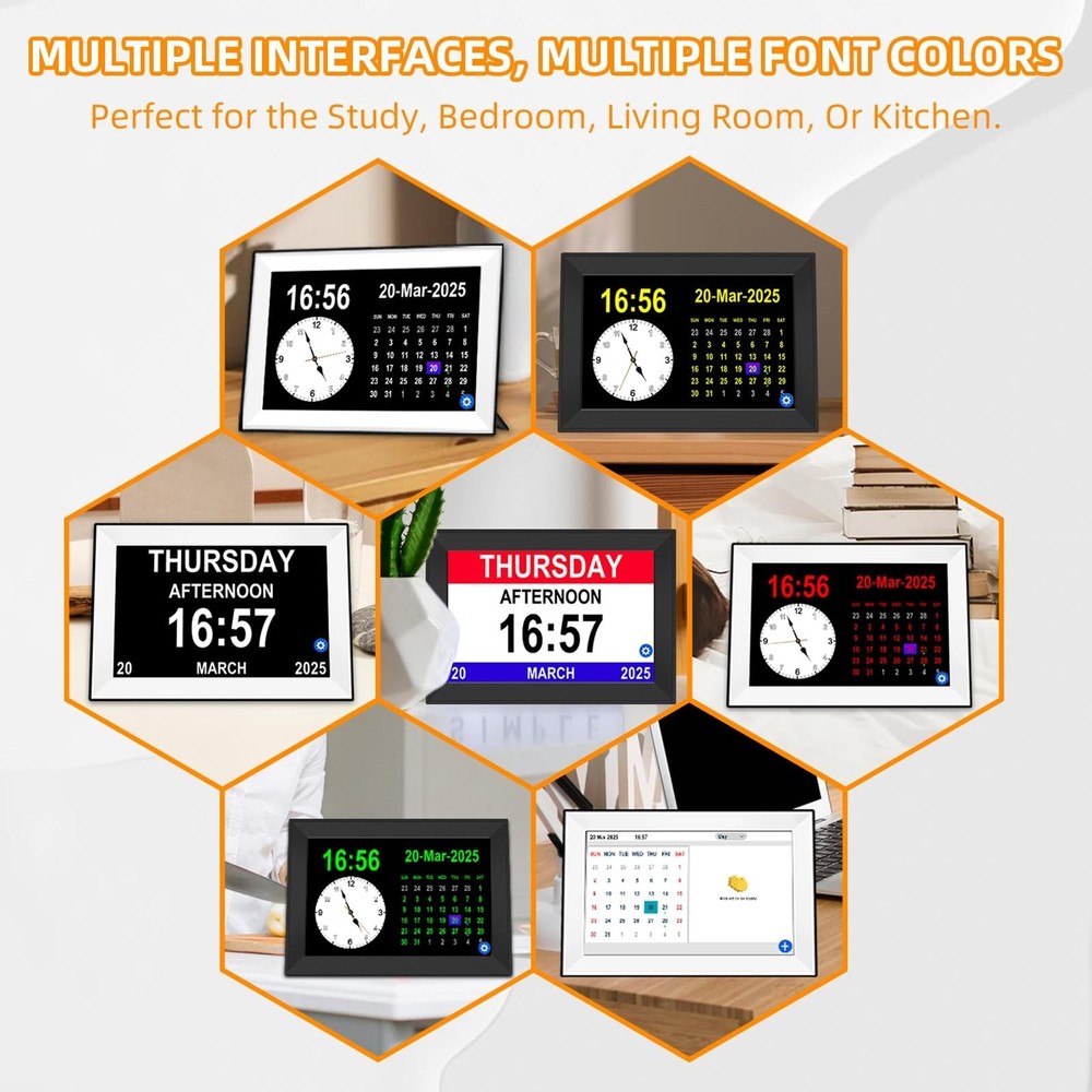 Jazeyeah10.1 Touch Screen Extra Large Digital Clock with Date and Day for Eld...