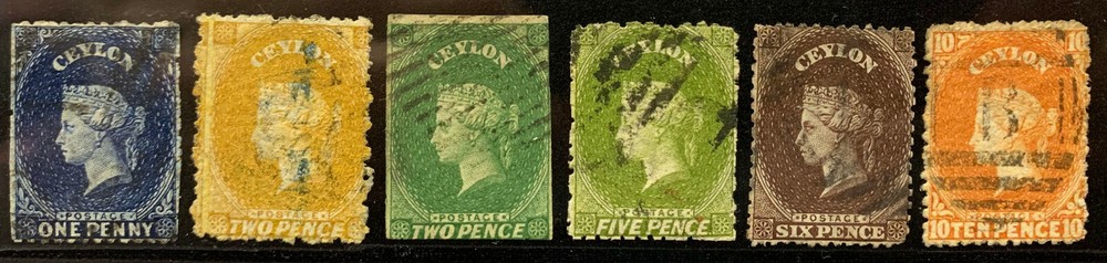 CEYLON EARLY POSTMARKED SINGLES A1