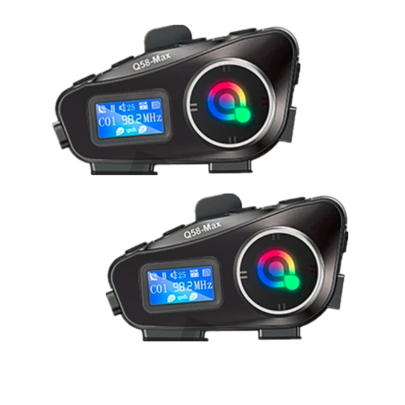 Motorcycle Intercom Helmet Bluetooth Headset Rider FM LCD Flashlight Waterproof