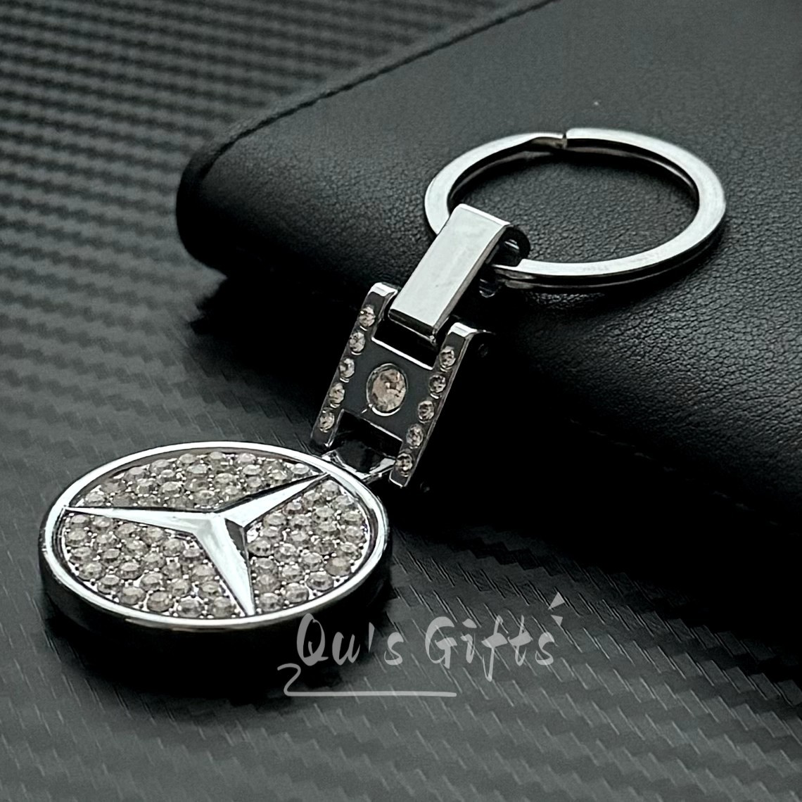 Mercedes-Benz Crystal Logo Double-Sided Metal Keychain Car Key Ring