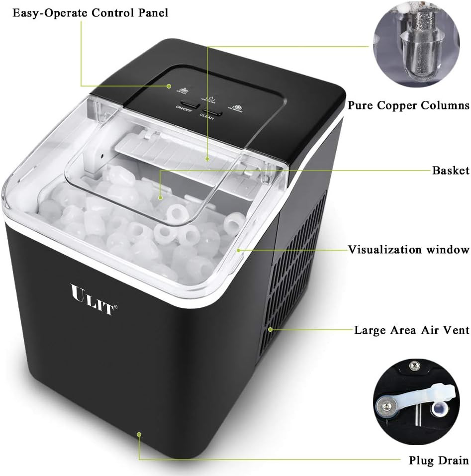 Portable Ice Maker,Ice Maker Machine for Countertop, Self-Cleaning Function Ice
