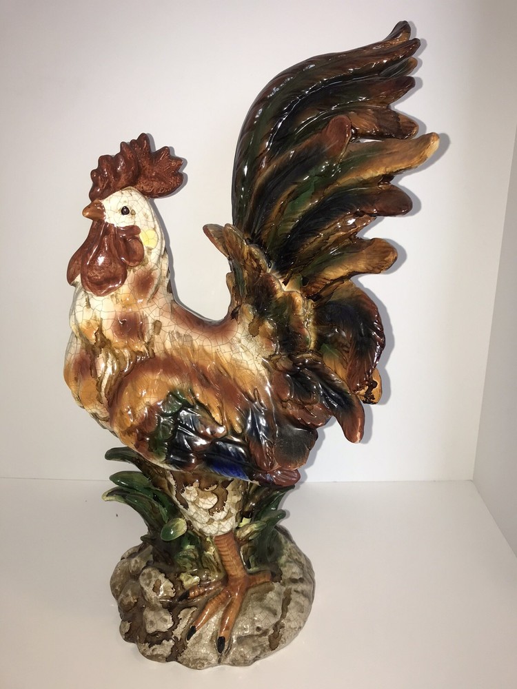 Large Vintage Ceramic Rooster Sculpture