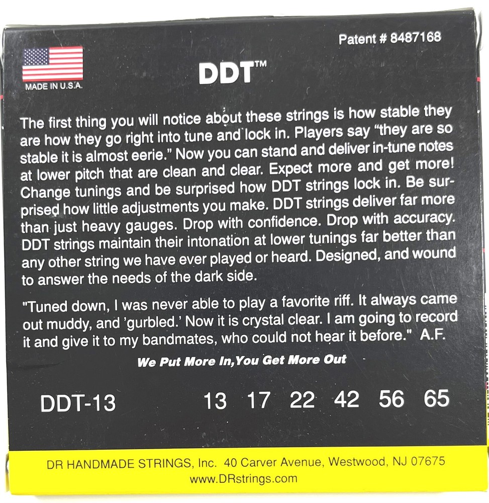 DR Guitar Strings Electric DDT Drop Down Tuning 13-65 Mega Heavy