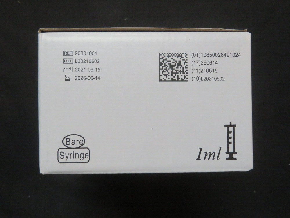 100-Count Lot DPS Bare Hypodermic Syringe Low Dead Space3 Luer Lock 1 ml