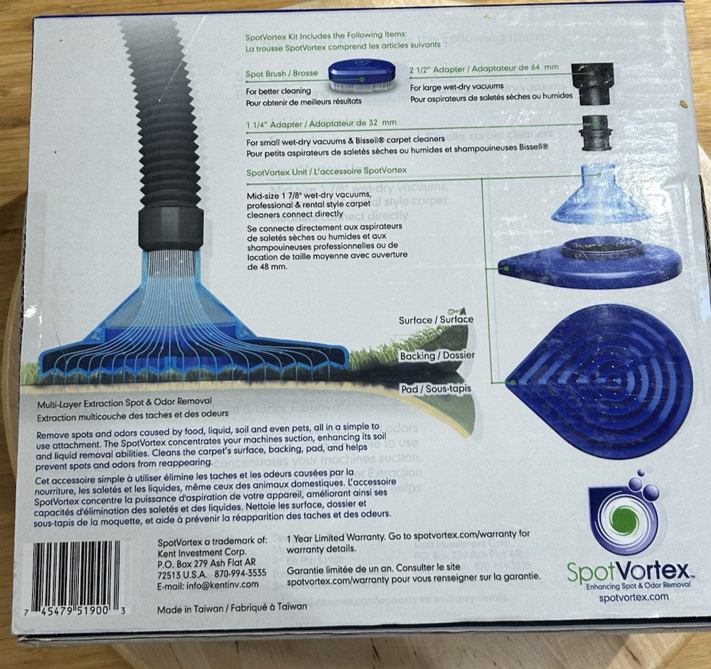 SPOT VORTEX Carpet Spot and Odor Remover Accessory Tool.