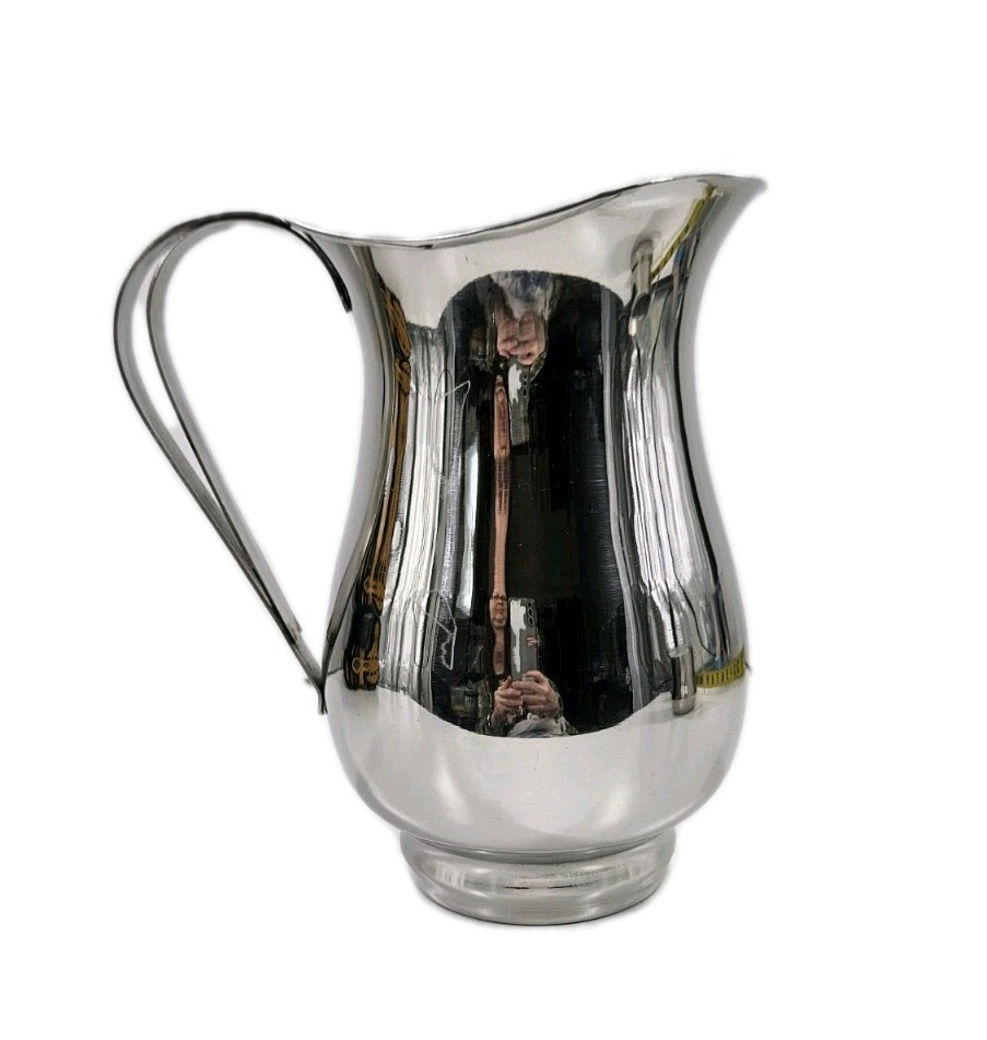 Vintage Silver Plate 8" Water Pitcher Made In India MCM Mid Century Modern