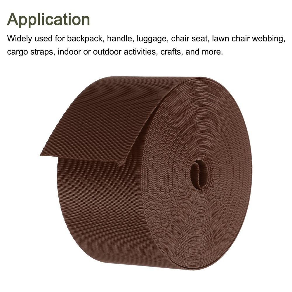 Flat Nylon Webbing Strap 2 Inch 10 Yards Brown for Backpack
