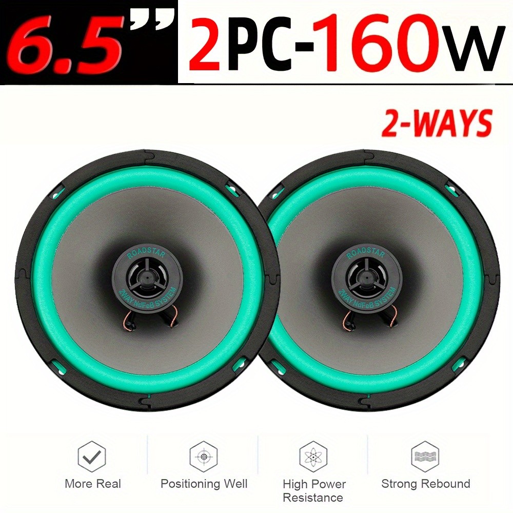 Two 6.5Inch 160W Coaxial Car Audio Speakers 2 Way HIFI Stereo Sound Door Speaker