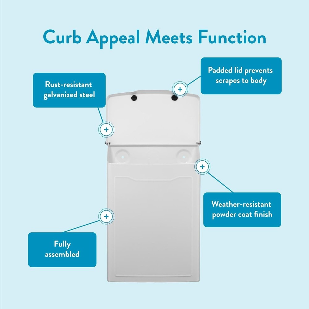 Contemporary White Mailbox with Stylish Embossed Front - Easy Setup Guaranteed