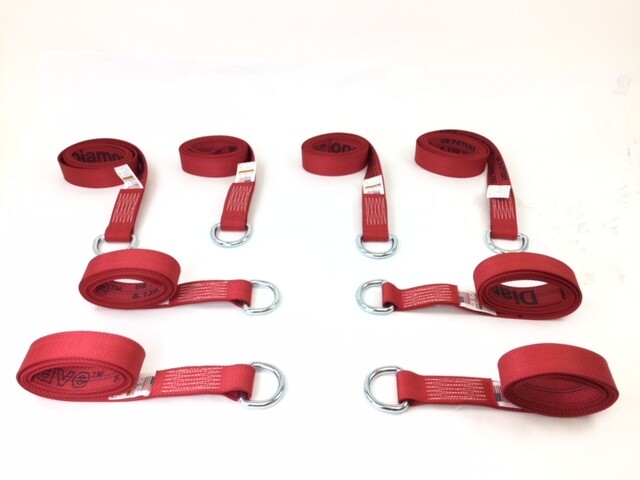 2" x 8' Red Diamond Weave Lasso Strap With D Ring (8 Pack)