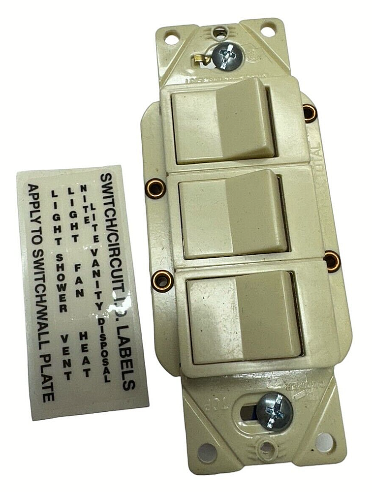 Cooper 3283V Ivory Combination Triple Single Pole Switch w/Ground 15A, 125V