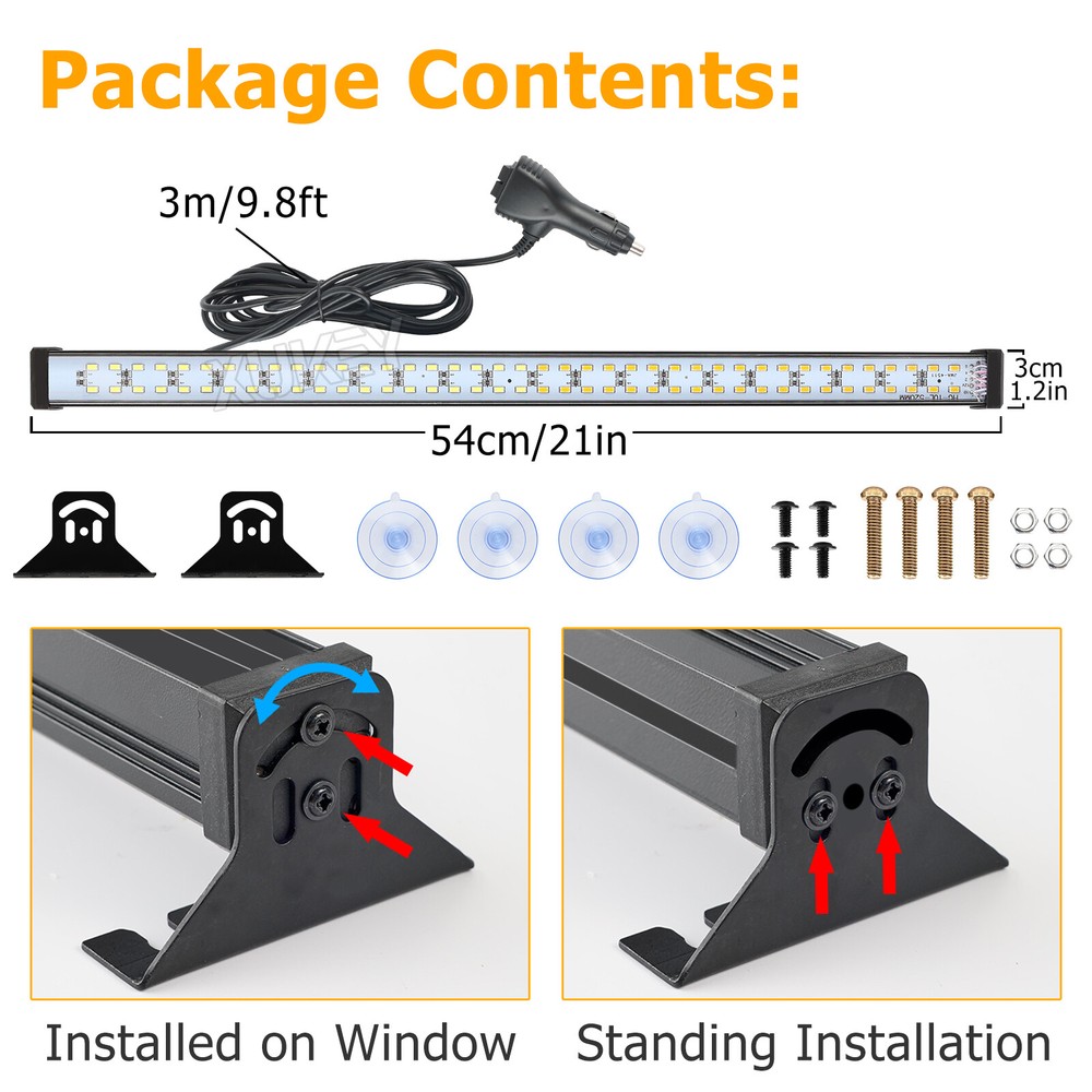 144 LED White Amber Windshield Strobe Light Bar Interior Flash Emergency Warning