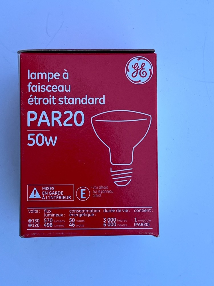 GE Par20 50 watt standard compact Halogen spotlight, SP10 beam
