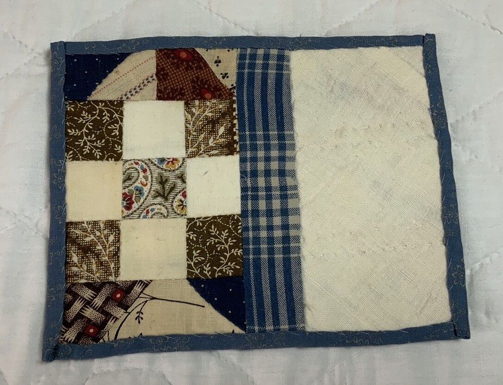 Vintage Antique Quilt Table Topper, Small, Patchwork Quilt Pieces, Nine Patch