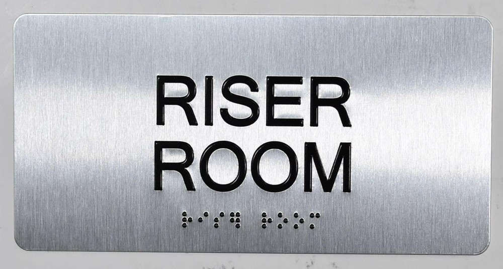 Riser Room Sign Silver-Tactile Touch... (Brush Silver,4x8)-REF24-1027