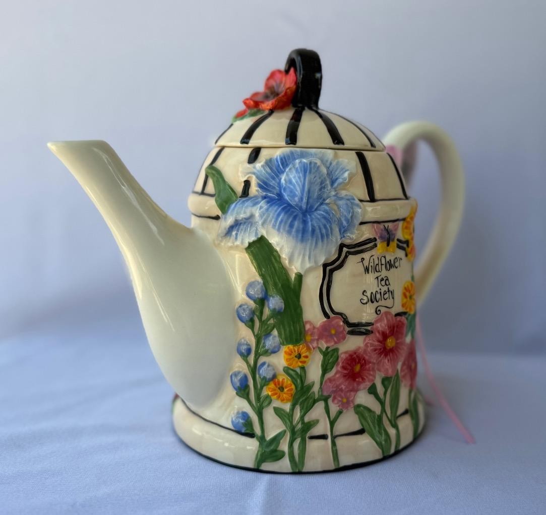 Blue Sky Clayworks Heather Goldminc Wildflower Tea Society Ceramic Tea Pot New