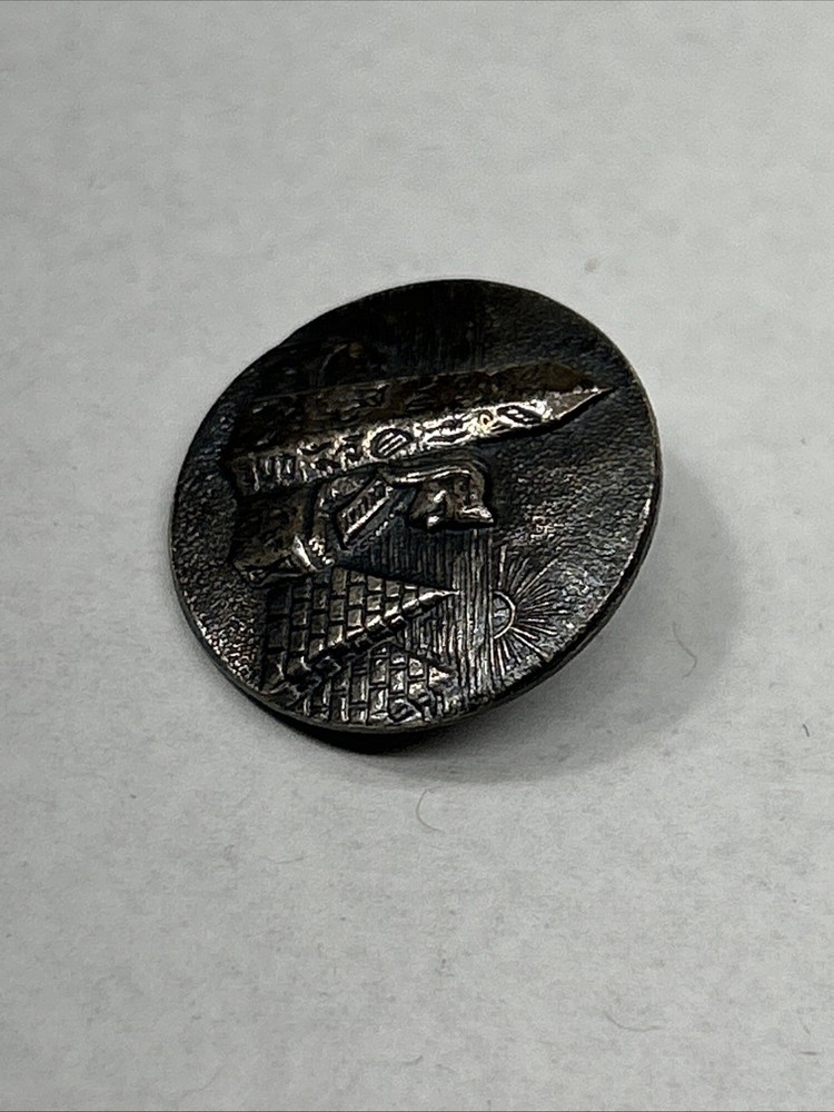 Antique Egyptian Revival Button Bastet Pyramids Hieroglyphics