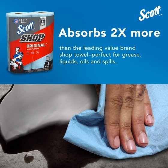 SCOTT Professional Multi Purpose Shop Paper Towels 55 Sheets Roll 2 Rolls